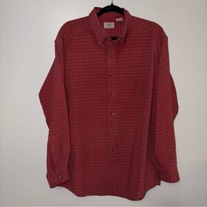 L.L. Bean Red Plaid Men's Button Down Shirt Large